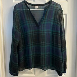 A NEW DAY sheer plaid print blouse